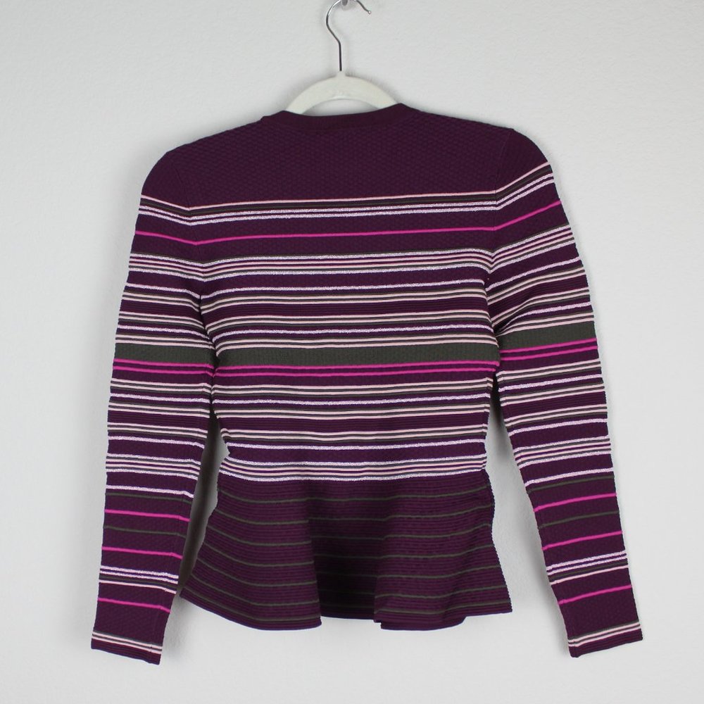 NWT TED BAKER LONDON Stripe Crew Neck Peplum Sweater - Picture 6 of 8